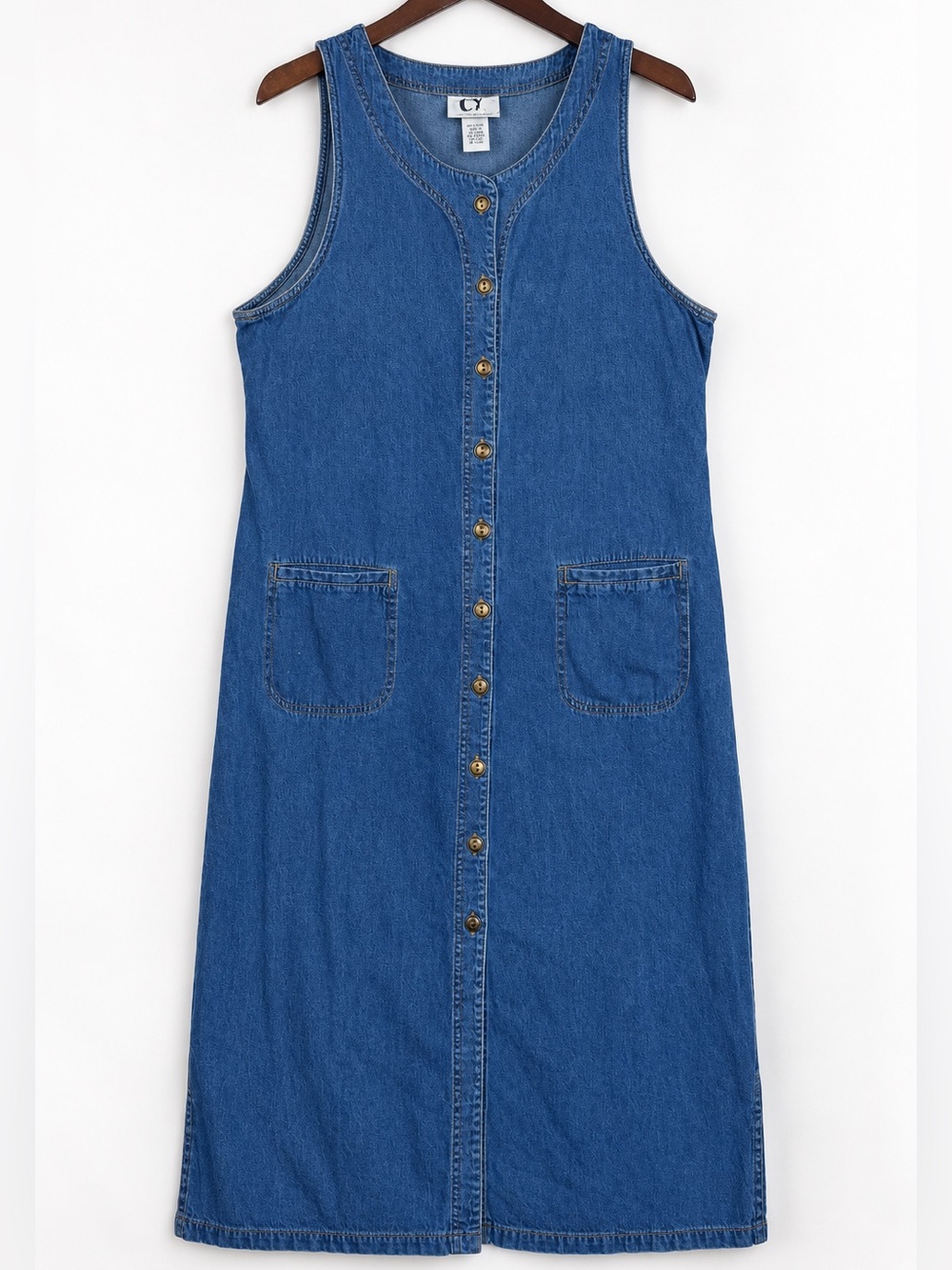 Vintage Original Ty2 Denim Button Front Maxi Jumper Dress 16
